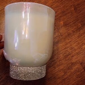 Midnight Citrus Elegant White Candle with  Holder Rhinestone Base